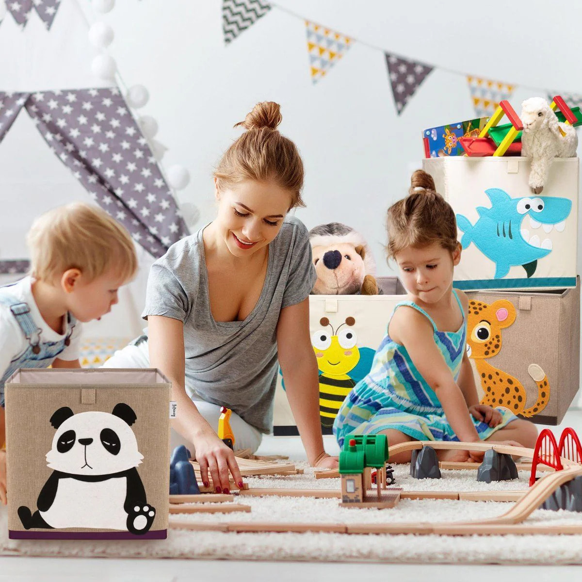 Boîte de rangement en tissu pour enfant "panda", compatible Ikea Kallax Lifeney