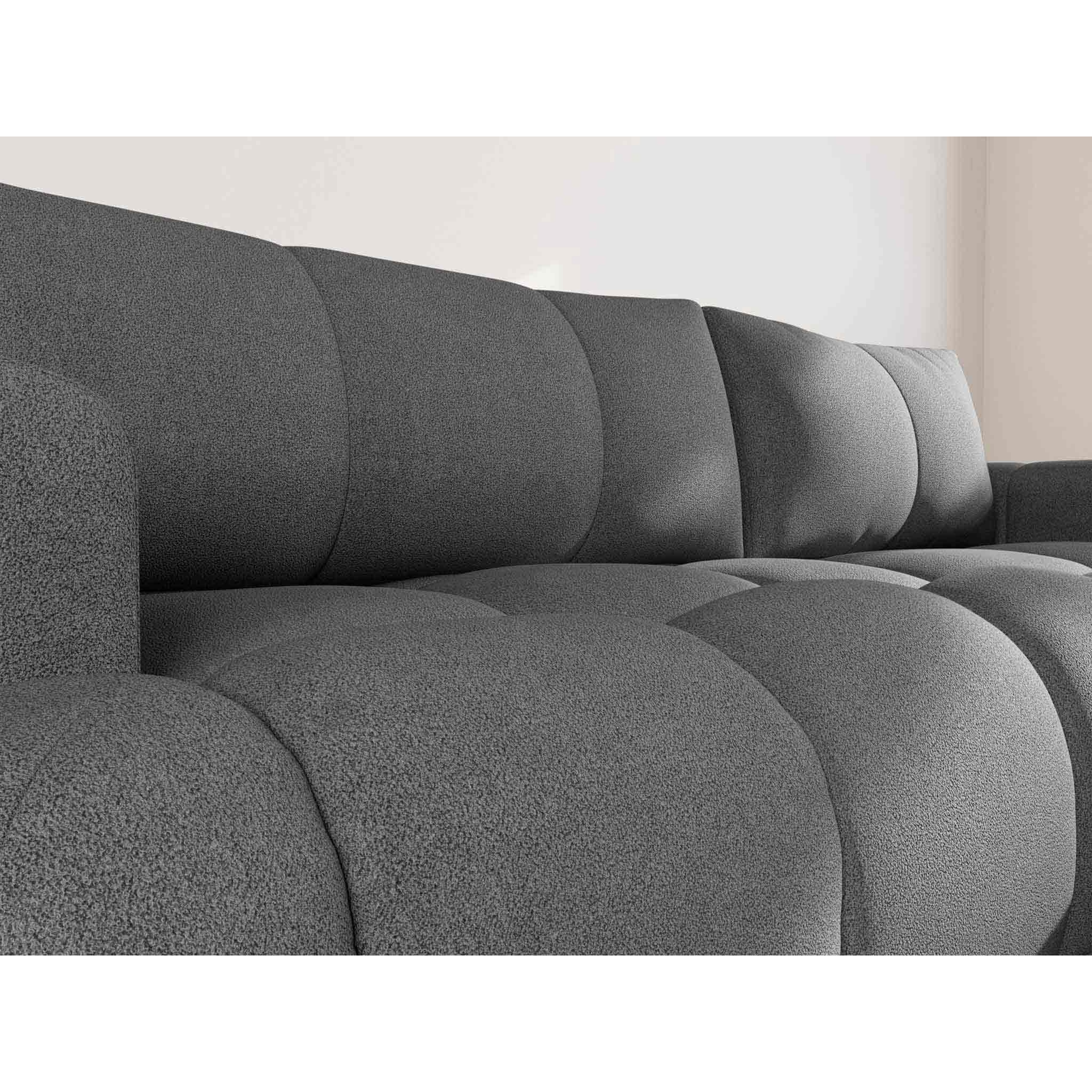 Yulin - Canapé d'angle droit 4 places convertible avec coffre en tissu bouclette - Gris