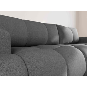 Yulin - Canapé d'angle droit 4 places convertible avec coffre en tissu bouclette - Gris