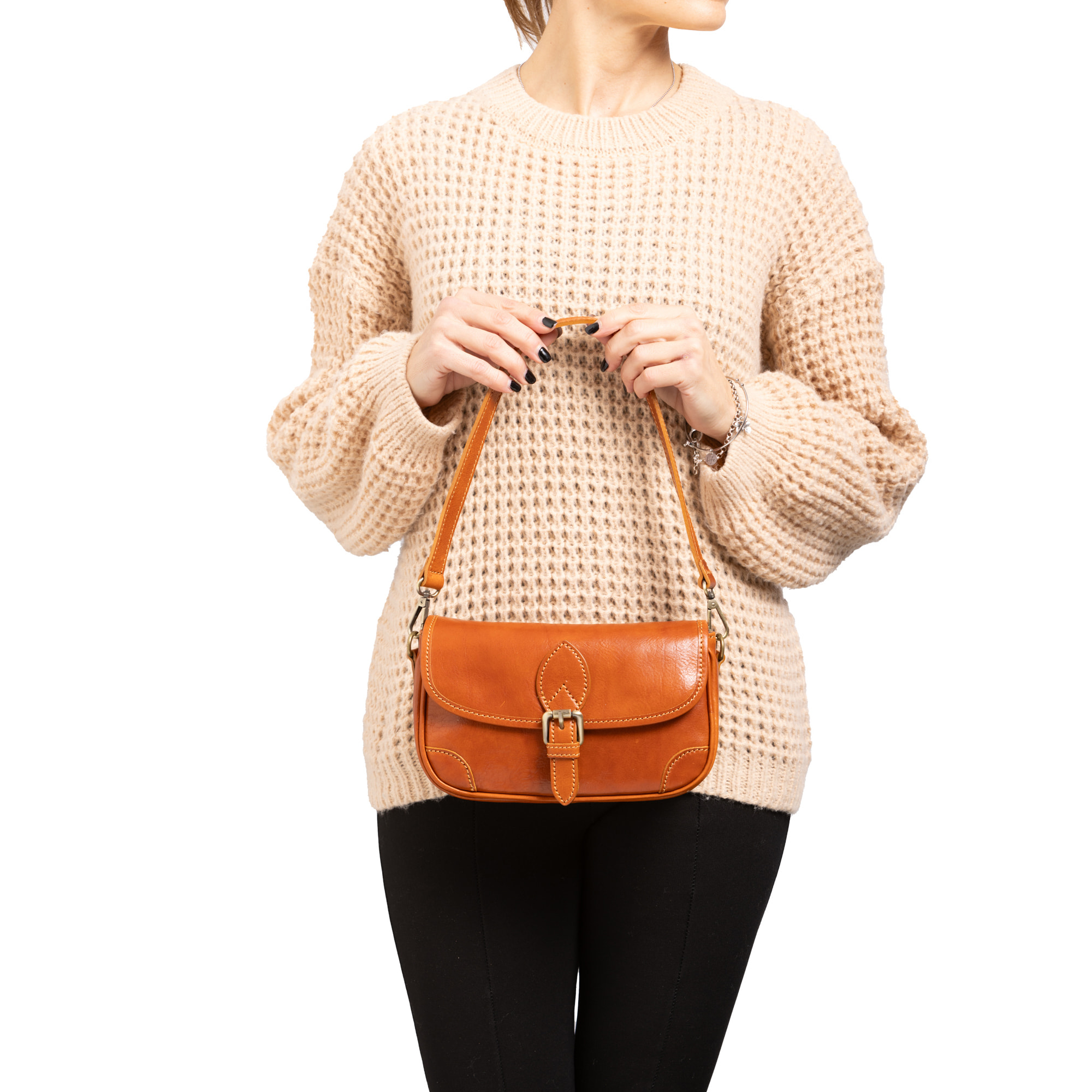 Borsa a spalla  da donna In Vera pelle Made in Italy 14x23x9 cm