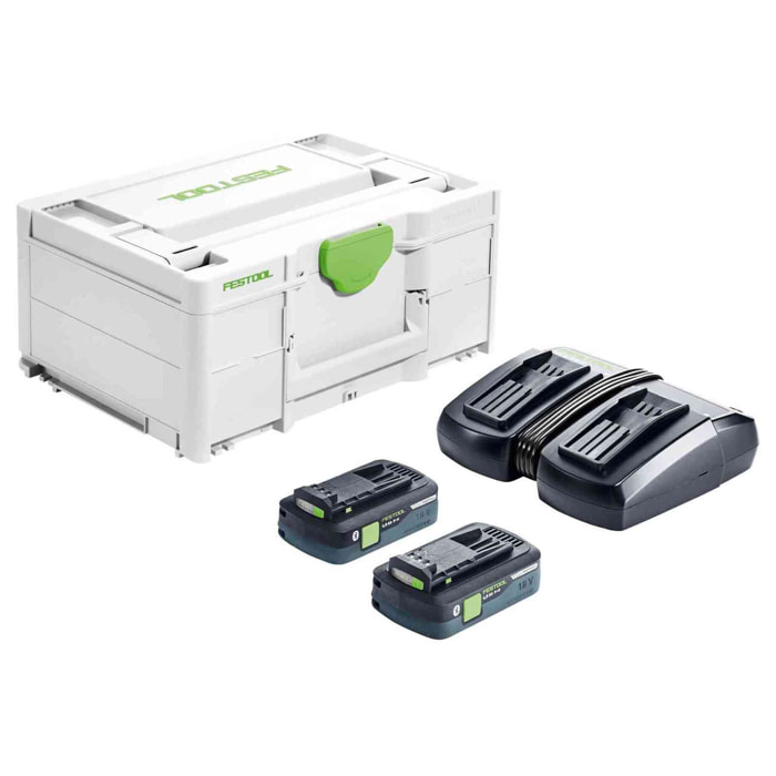 Set Énergie SYS 18V 2x4.0/TCL 6 Duo - FESTOOL - chargeur double - Systainer - 577109