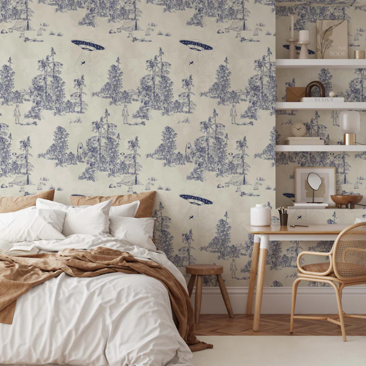 Carta da Parati Toile de Jouy Ufo