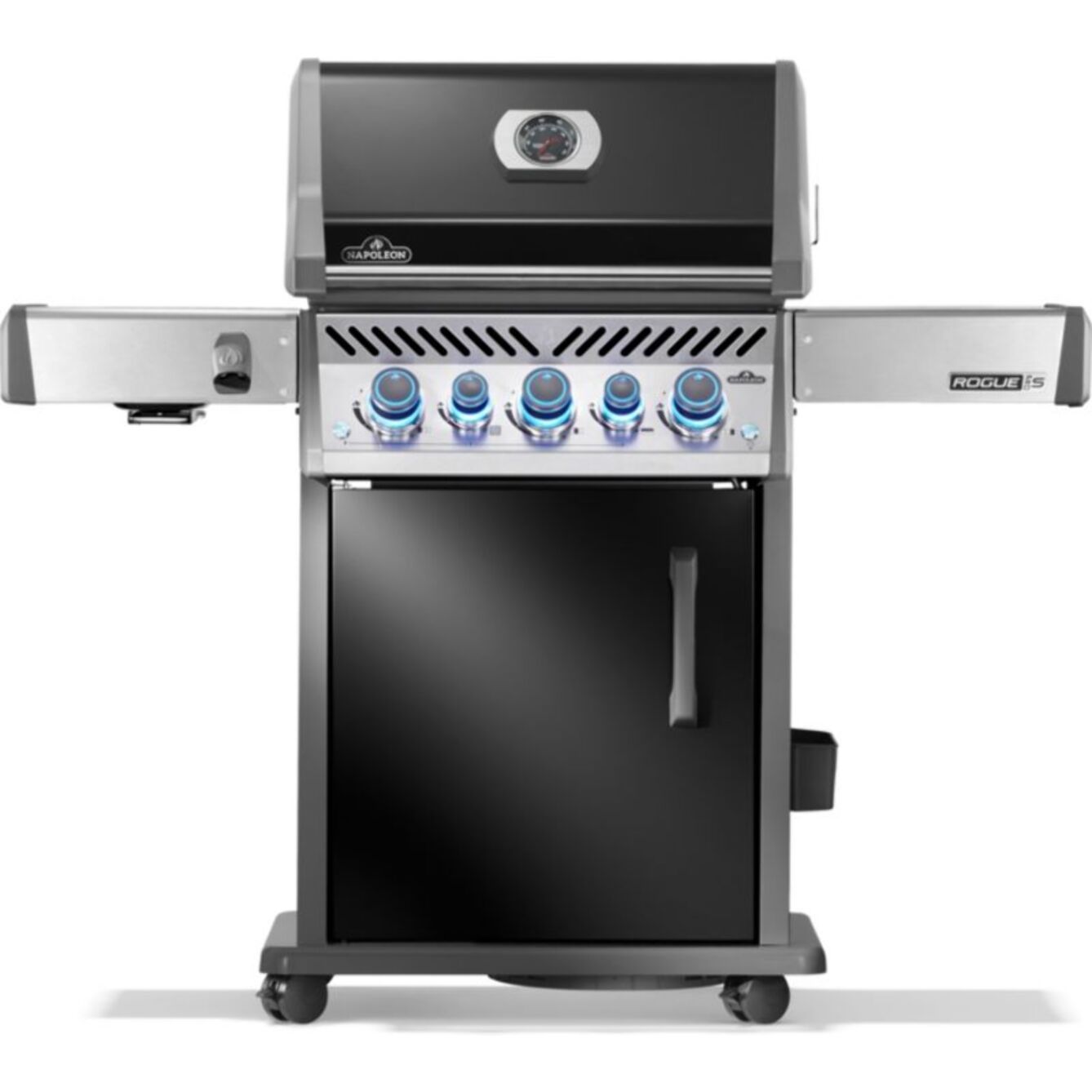 Barbecue gaz NAPOLEON Rogue RPS425RSIBPK2FRR noir 5 bruleurs sur chariot,  60x45 cm bruleurs latéral et arrière infrarouge