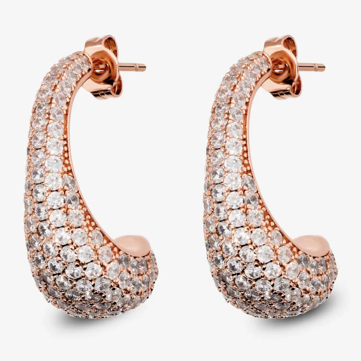 Orecchini a Lobo Graduati in Pavé di Cubic Zirconia placcati Oro Giallo 18Kt