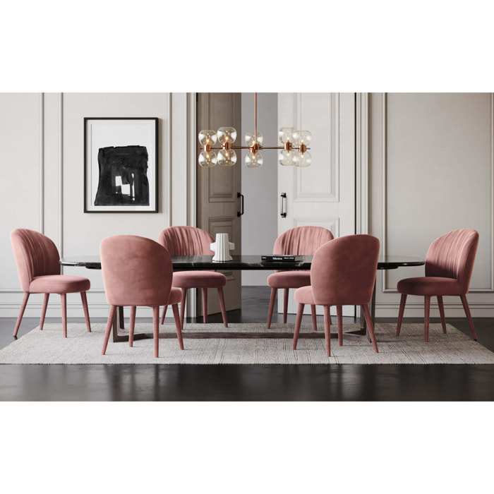 Lot de 2 chaises velours rose pieds velours