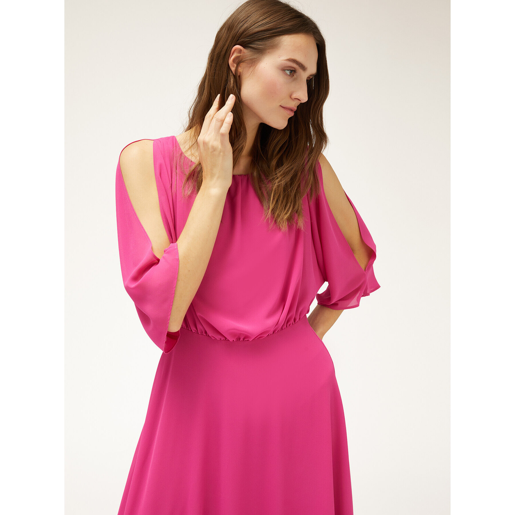 Motivi - Vestido largo drapeado - Fuchsia