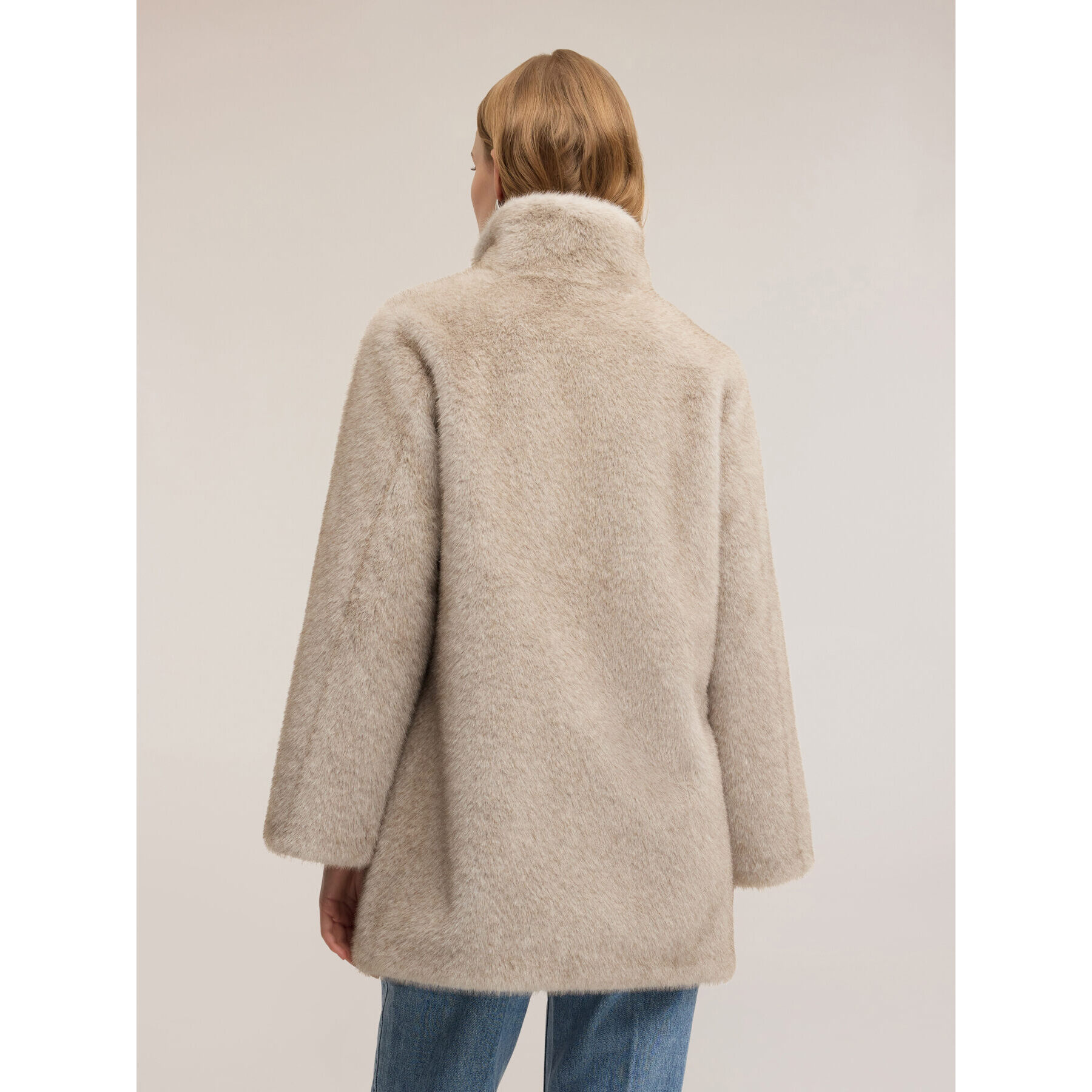 Motivi - Abrigo efecto pelo cuello alto - Gris