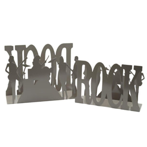 Set di 2 portariviste in metallo design rock tortora cm35x12h24