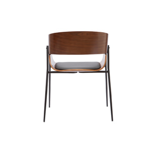Chaises design bois foncé et métal noir (lot de 2) WESS