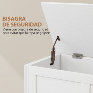 Baúl de Almacenaje para Dormitorio 95 L Banco de Almacenaje con Tapa Bisagra de Seguridad para Pasillo Salón 80x40x50 cm Blanco Veteado