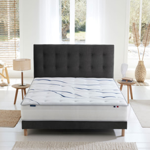 Ensemble matelas mousse HD SERENA avec sommier, chenille bouclettes gris anthracite