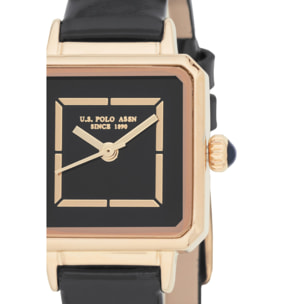 Orologio U.S. Polo Assn. in pelle nera
