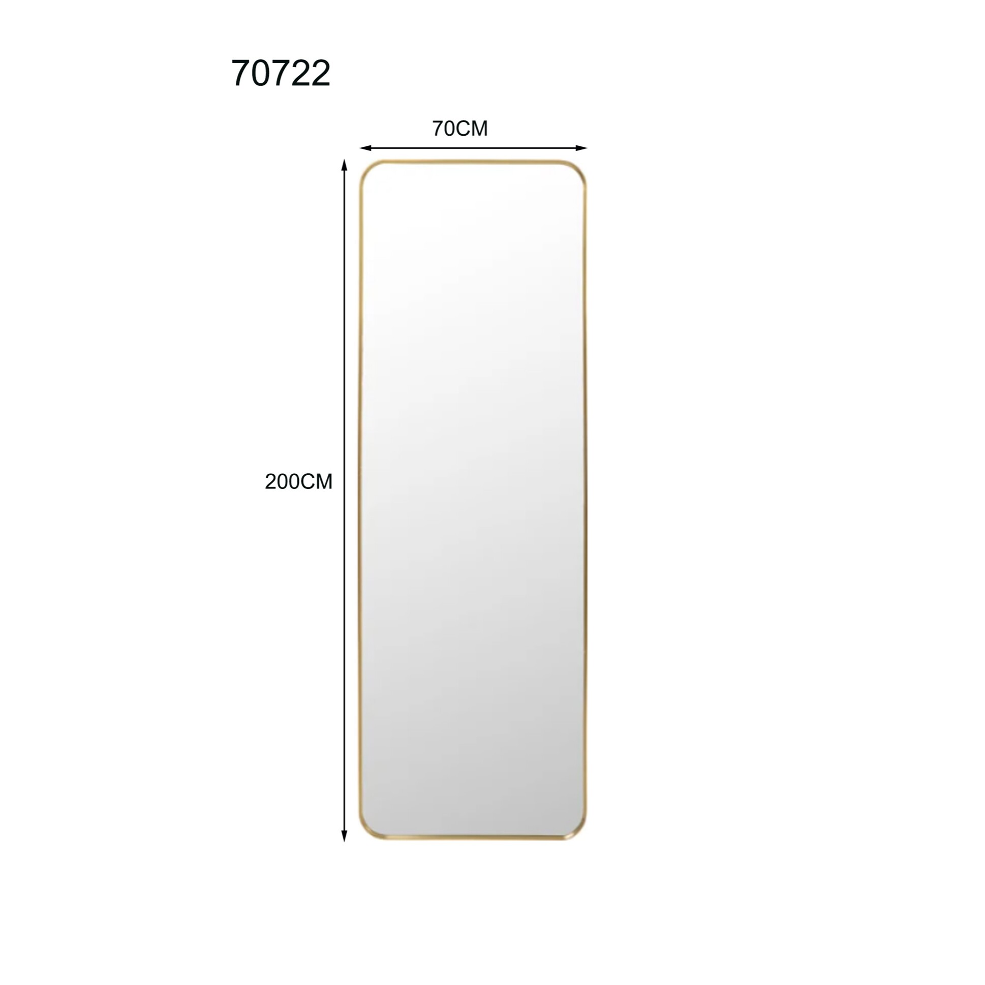 Miroir Simply 200x70cm laiton Kare Design