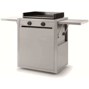 Chariot Plancha FORGE ADOUR CH MIF 60 en inox fermé compatible plancha Modern 60