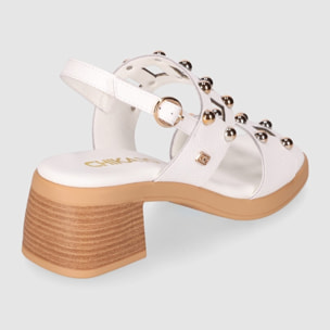 Sandalias de Piel - Blanco - Tacón: 5 cm