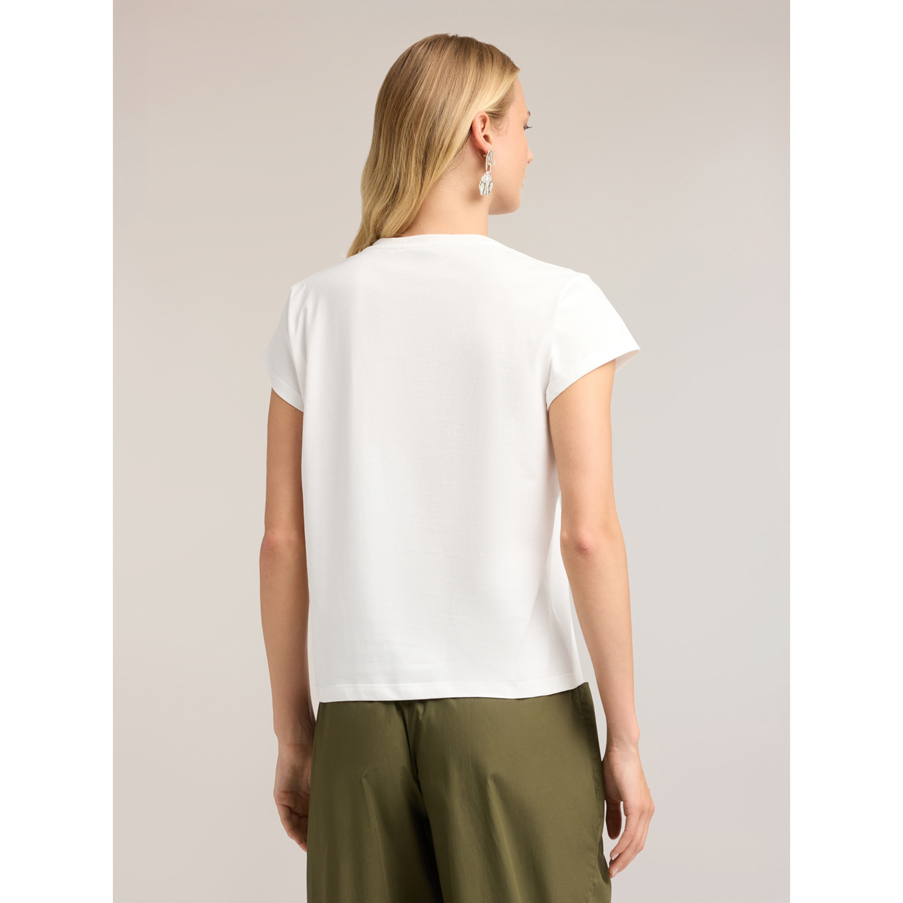 Motivi - T-shirt con scritta e ricamo di pietre - Bianco