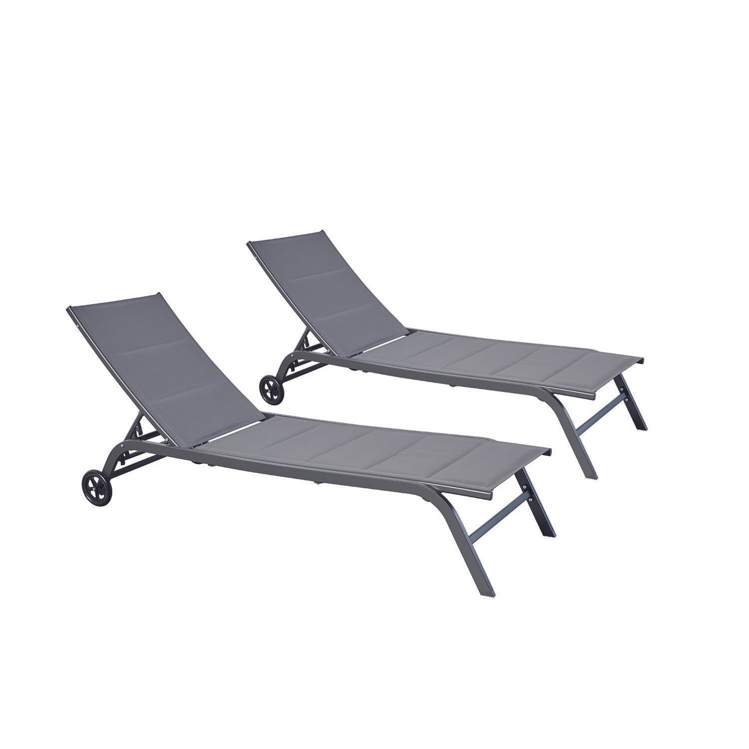 Lot de 2 transats aluminium gris foncé AUCKLAND