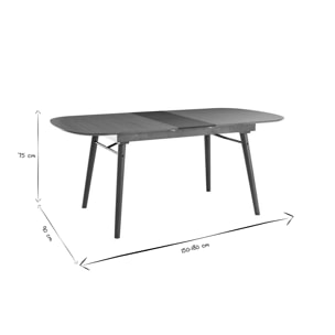 Table extensible rallonges intégrées rectangulaire en bois foncé noyer L150-180 cm SHELDON