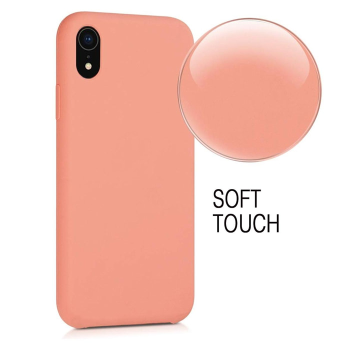 Coque iPhone Xr Silicone Liquide toucher doux, Anti Chocs Corail