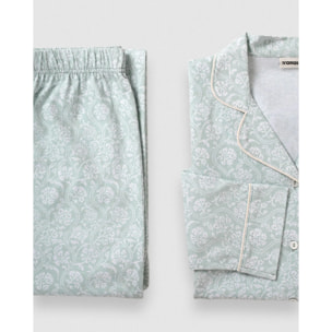 Pigiama lungo camicia in cotone verao celeste