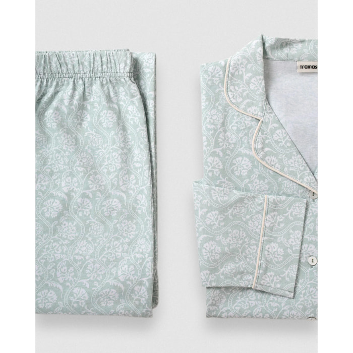 Pigiama lungo camicia in cotone verao celeste
