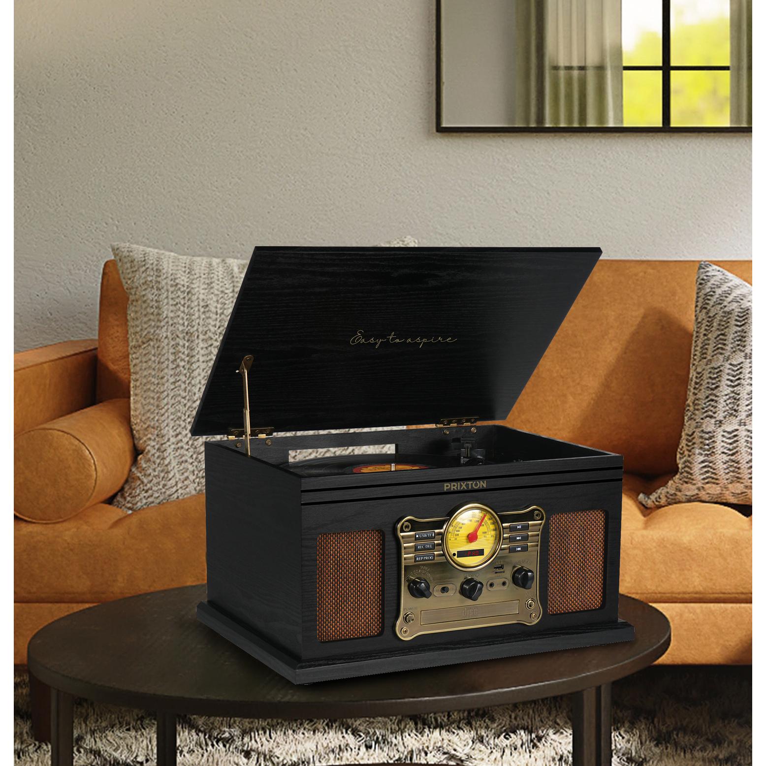 Tocadiscos Bluetooth Century PRIXTON Reproductor y convertidor de vinilos, CD, Casetes