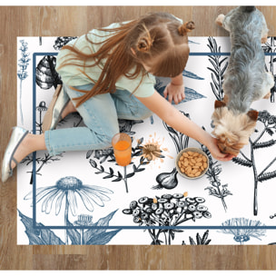 Alfombra de vinilo CERAMIKO, Plantas medicinales azul 66x150 cm