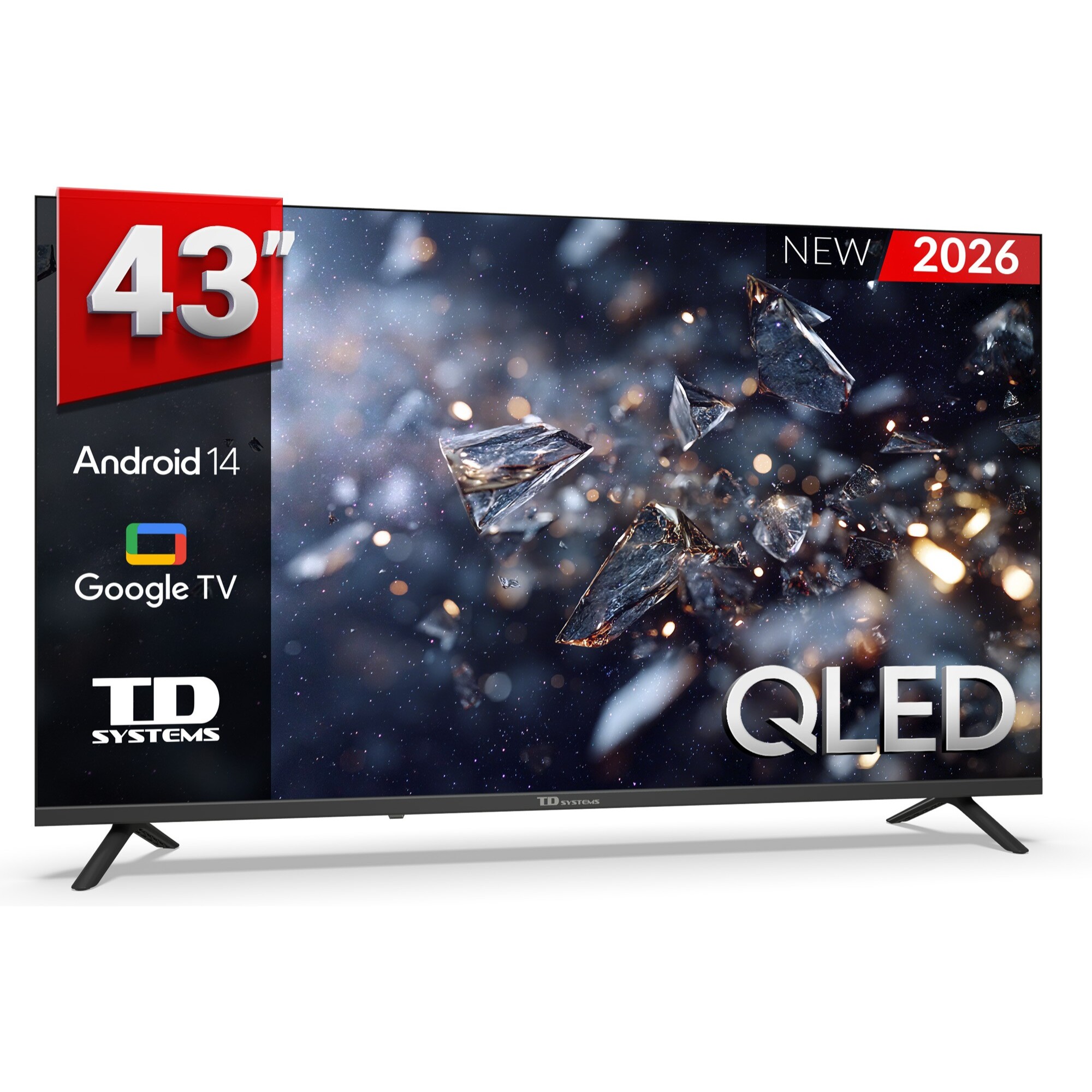 Smart TV 43 pulgadas Qled 4K Hey Google Official Assistant con control por voz. Televisor Android 14 - TD Systems M43C21GLQ