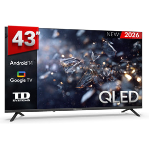 Smart TV 43 pulgadas Qled 4K Hey Google Official Assistant con control por voz. Televisor Android 14 - TD Systems M43C21GLQ