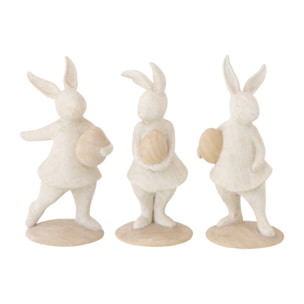 J-Line Lapin Oeuf décoratif - polyrésine - beige - 3 pièces
