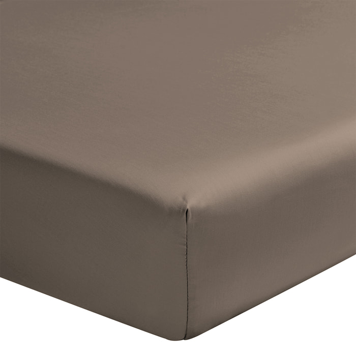 Drap housse uni en lin, NOUVELLE VAGUE, Marron roseau