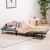 Divano Letto Convertibile Singolo 4 in 1 - grigio e nero - 64x80x68 cm
