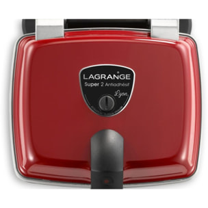 Gaufrier LAGRANGE super 2 antiadhésif rouge coeur