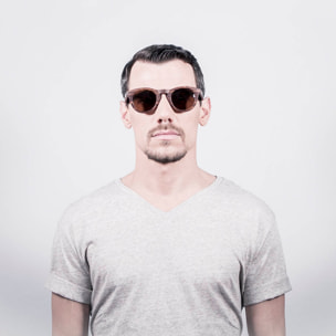 Gafas de sol OCEAN SAN FRANCISCO - De brazo natural de bambú con frente marrón oscuro / Ahumada