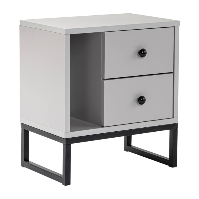Comodino Rhiannon, Comò basso, Tavolino da notte, Mensola da letto, 45x30 h50 cm, Grigio e Nero