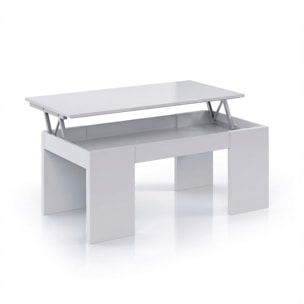 Tavolino da Caffè Con Piano Rialzabile Con Vano Contenitore Alzabile Tavolo da Salotto Moderno Salvaspazio Ideale per Lavorare 100 x 50 x 42 cm Bianco