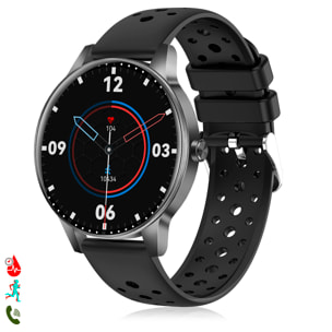 Smartwatch QS80 con llamadas BT, notificaciones push. Monitor deportivo y de salud.