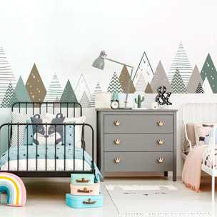 Stickers muraux enfants - Décoration chambre bébé - Autocollant Sticker mural géant enfant montagnes scandinaves TINAKA