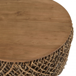 ALIDA - Table basse ronde 70x70cm en tissage de fibre de cocotier