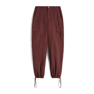 Pantaloni cargo in canvas tinto capo