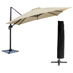 Parasol déporté MOLOKAI carré avec housse - Beige