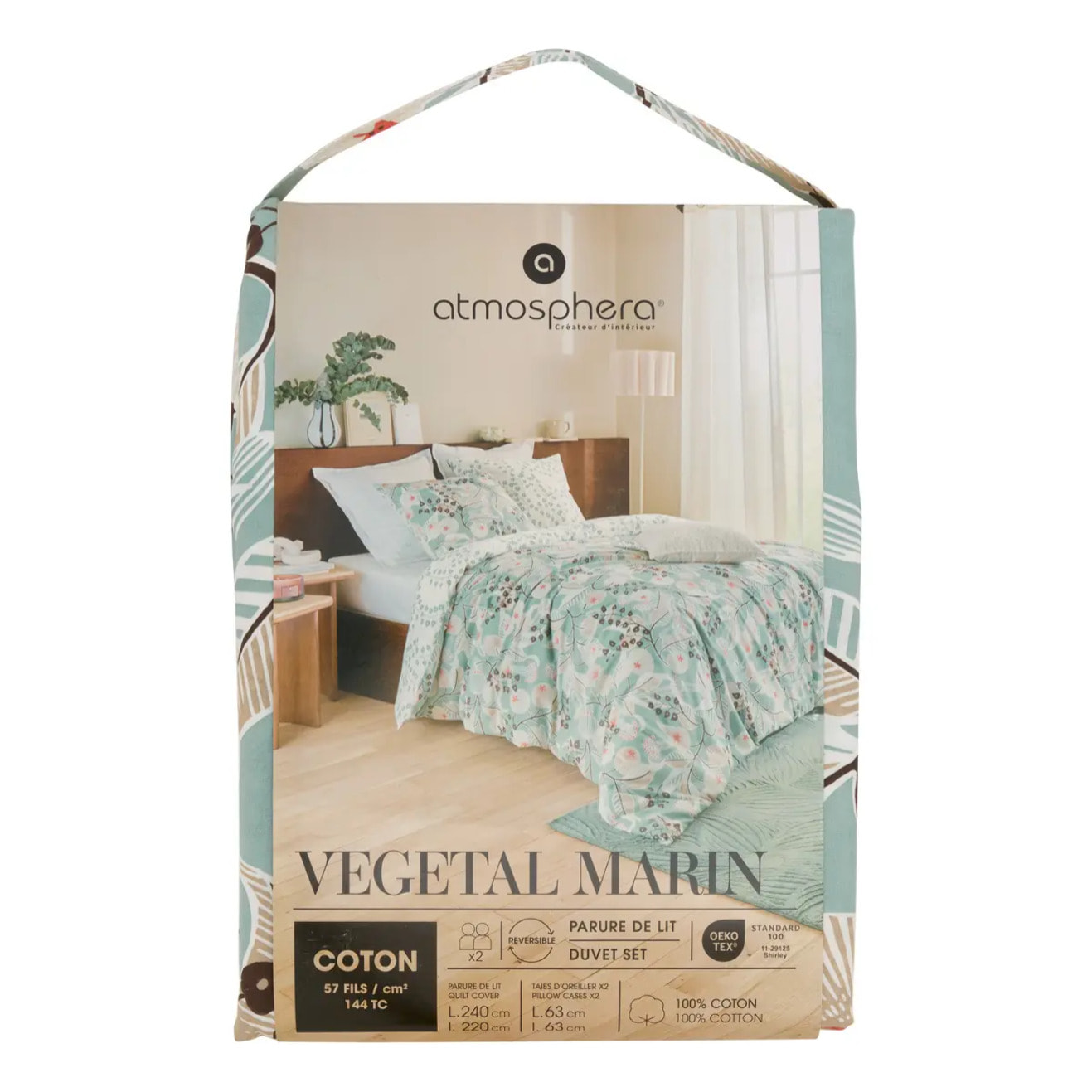 Parure de lit imprimée Vegetal Marin 240x220cm en coton