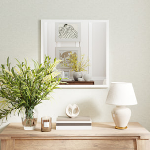 Miroir mural carré dim. 50L x 50H cm cadre bois blanc