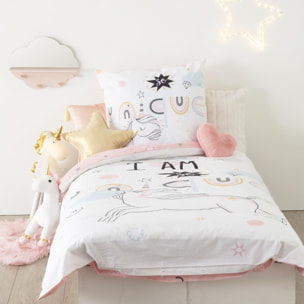 Parure de lit enfant "Licorne" - coton 140x200 cm