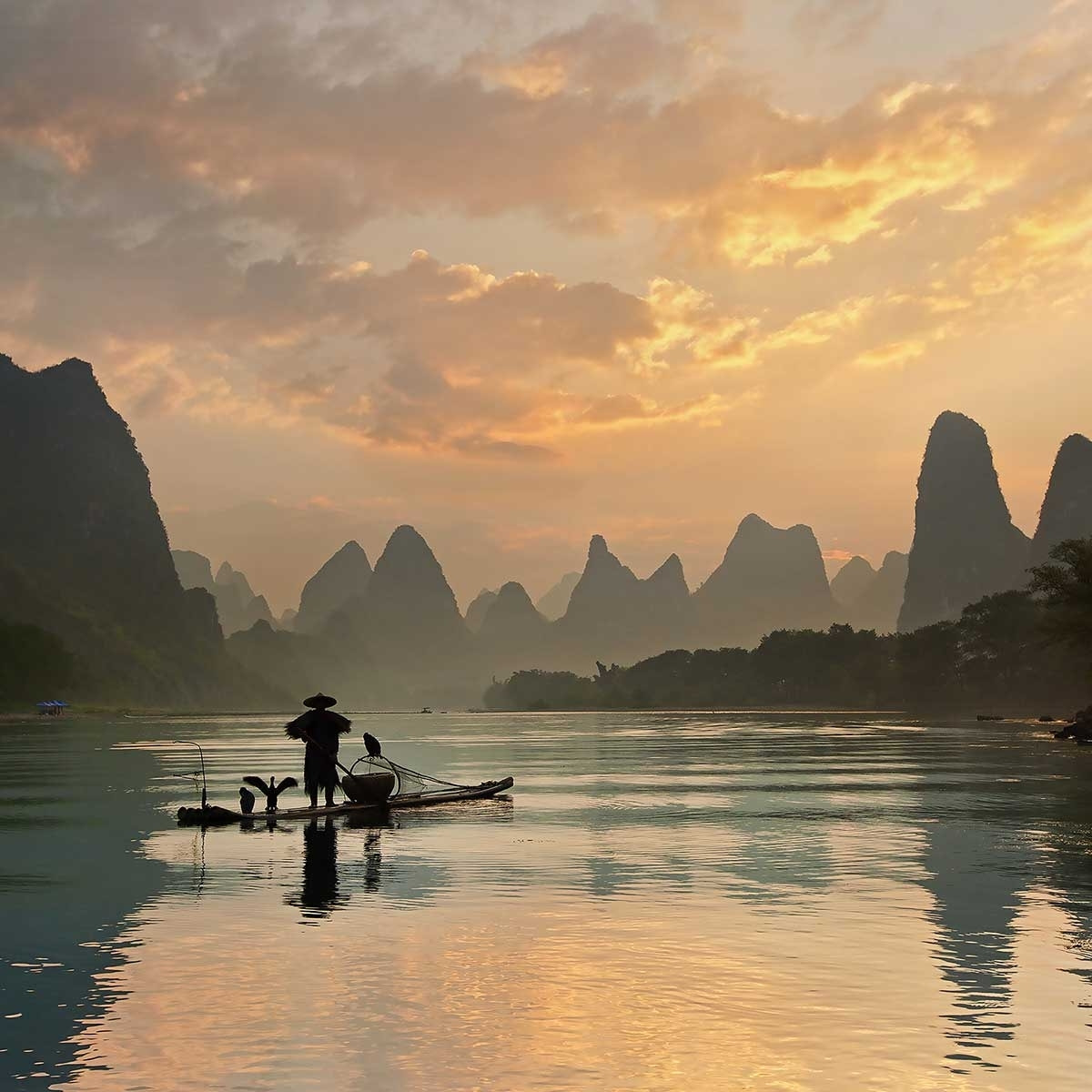 Affiche paysage baie d' halong Affiche + cadre en bois - Noir