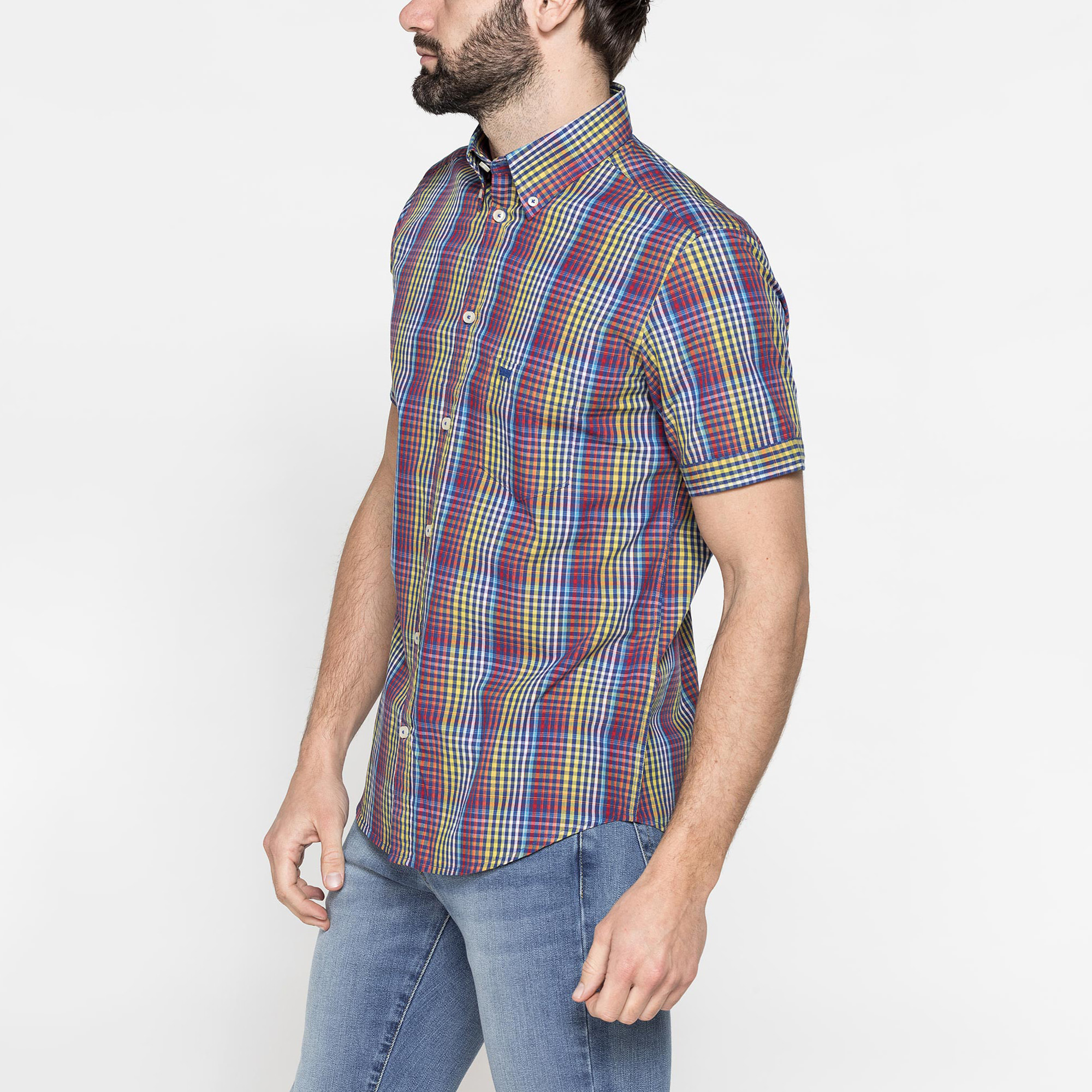 CAMICIA A MANICA CORTA IN COTONE CON FANTASIA