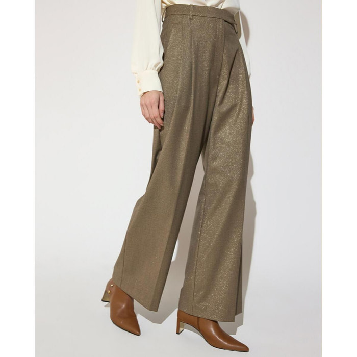 Pantaloni a pied de poule con doppie pieghe