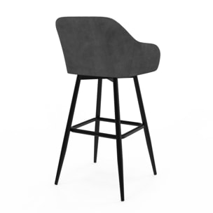 Tabourets de bar Ariana avec accoudoirs en velours - Gris