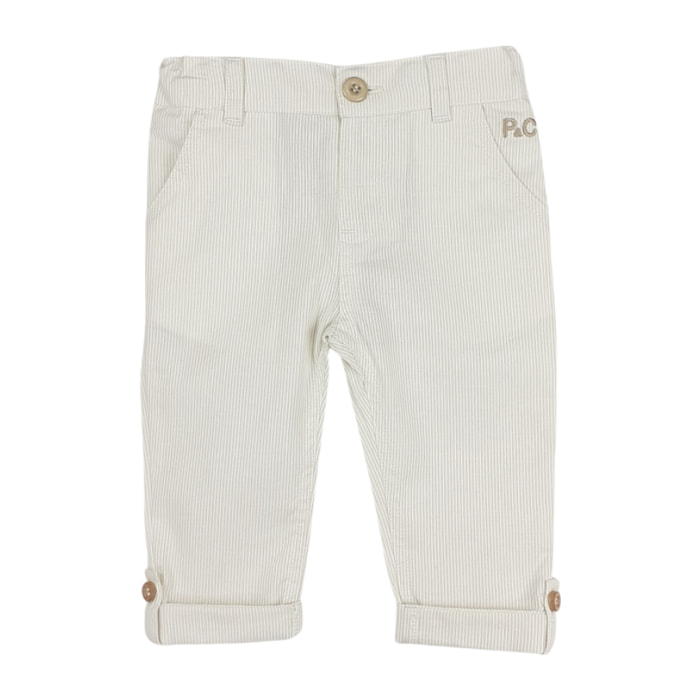 PANTALONE RIGATINO BIANCO BEIGE