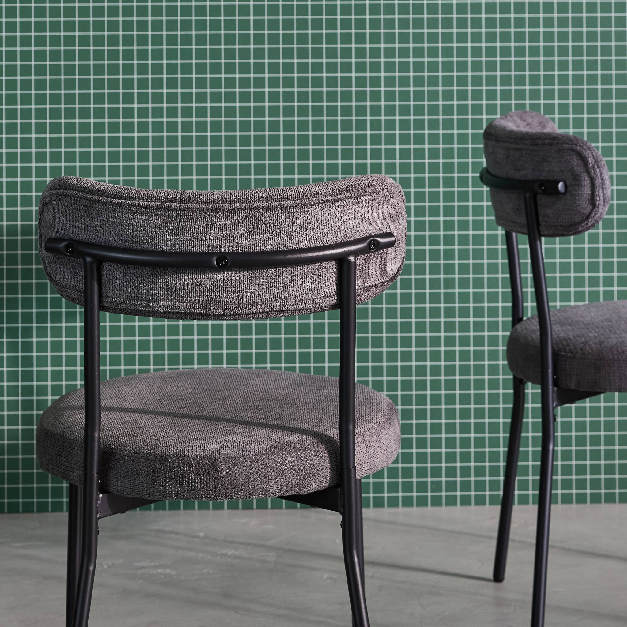 Chaise métal et tissu chenille (lot de 2) LIVIA